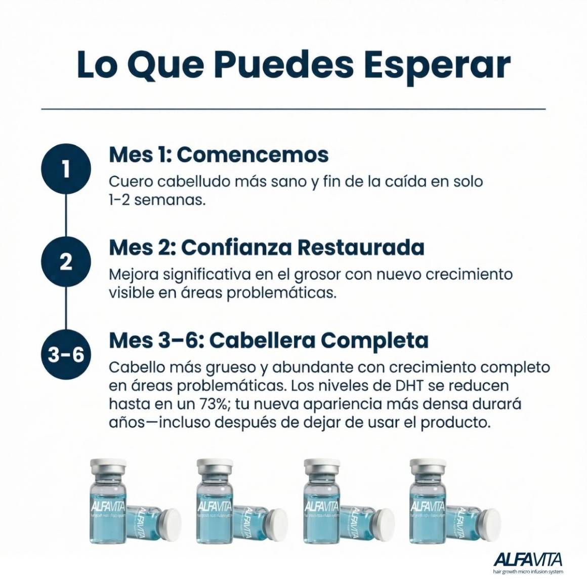 Timeline de resultados AlfaVita por mes